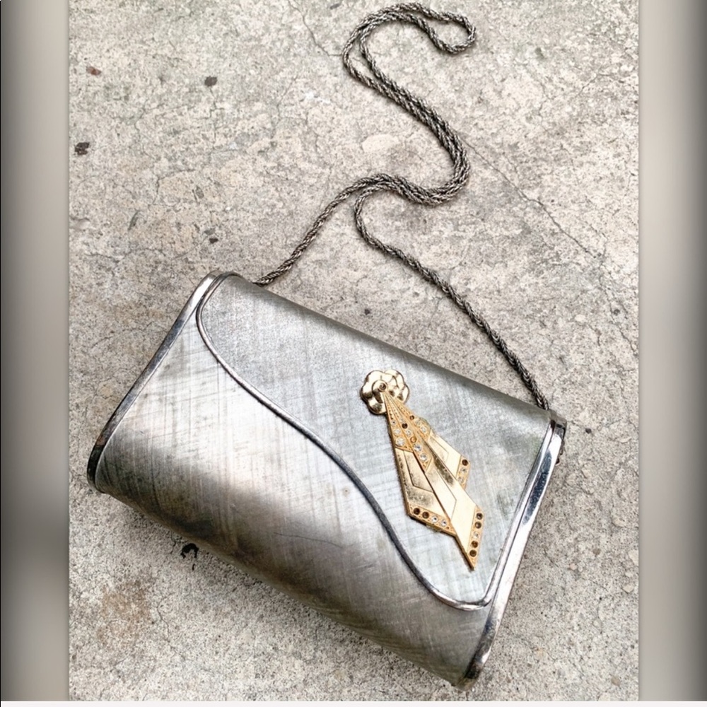 Vintage 1970s Saks 5th Italy Silver/Gold Purse